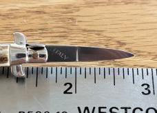 Miniature Switchblade Knife, Stag Scale, Original Box, Rare Italy Mark