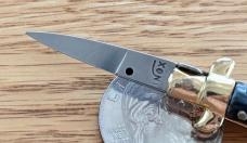 Miniature Switchblade Knife, Imitation Horn Scale, Gold Plated Frame, Original Box, Italy