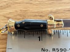 Miniature Switchblade Knife, Imitation Horn Scale, Gold Plated Frame, Original Box, Italy