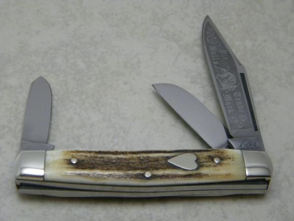 Bulldog Brand Germany 1st Generation Stag Stockman Knife with Heart Shield Bulldog Brand Germany 1st Generation Stag Stockman Knife with Heart Shield