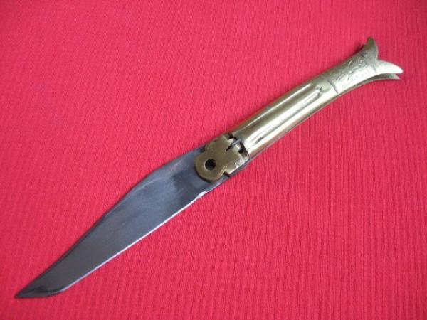 Made in India 9" Brass Leverlock Switchblade Knife Made in India 9" Brass Leverlock Switchblade Knife
