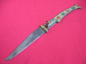 Large 14 12quot Made in India Brass Leverlock Switchblade Knife