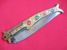 Large 14 1/2" Made in India Brass Leverlock Switchblade Knife