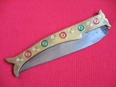 Large 14 1/2" Made in India Brass Leverlock Switchblade Knife
