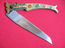 Large 14 1/2" Made in India Brass Leverlock Switchblade Knife