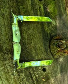 5 3/4" Gorgeous Cockatiel's Head Bolsters Half Congress Knife, Genuine MOP Handles