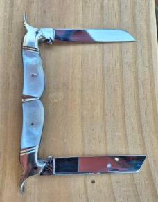 5 3/4" Gorgeous Cockatiel's Head Bolsters Half Congress Knife, Genuine MOP Handles