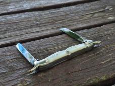 5 3/4" Gorgeous Cockatiel's Head Bolsters Half Congress Knife, Genuine MOP Handles