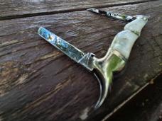 5 3/4" Gorgeous Cockatiel's Head Bolsters Half Congress Knife, Genuine MOP Handles