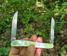 4 1/4" Half Congress Knife, Genuine Nice MOP Handles, Damascus 