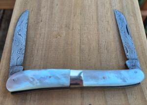 4 14quot Half Congress Knife Genuine Nice MOP Handles Damascus 