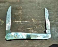 4 1/4" Half Congress Knife, Genuine Nice MOP Handles, Damascus 