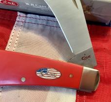 2018 Case xx Large Hawkbill (Mdl# 41011 SS) w/ Super Red Synthetic Handles and USA Shield -NOS