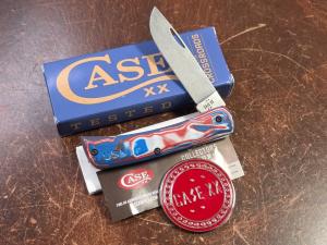 Case XX Knives XR Crossroads Sod Buster Red White Blue Burl G-10 Model 66386