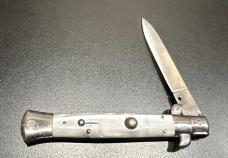 Vintage Jaguar 8" Swivel-Bolster Stiletto, White Pearlex Scales
