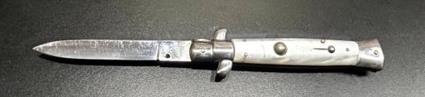 Vintage Jaguar 8" Swivel-Bolster Stiletto, White Pearlex Scales Vintage Jaguar 8" Swivel-Bolster Stiletto, White Pearlex Scales