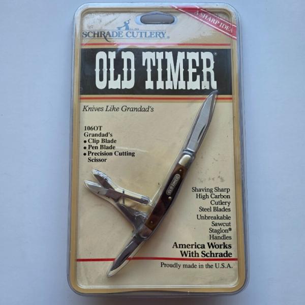 Vintage Schrade USA 106OT Old Timer Grandads Pocket Knife w/ Scissors NIP NOS Sealed Vintage Schrade USA 106OT Old Timer Grandads Pocket Knife w/ Scissors NIP NOS Sealed