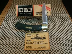 SCHJRADE OLD TIMER 5OT BRUIN USA VINT 1958-63 1095 CARBON STEEL LOCK BACK POCKET KNIFE BOX amp PAPERS