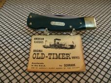 SCHJRADE OLD TIMER 5OT BRUIN USA VINT. 1958-63 1095 CARBON STEEL LOCK BACK POCKET KNIFE BOX & PAPERS
