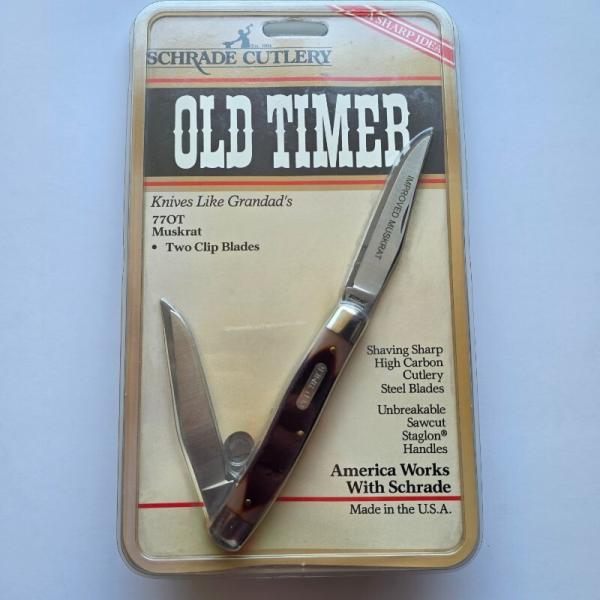 Vintage Schrade USA 77OT Improved Muskrat Old Timer Knife 2-Blade NIP NOS Sealed