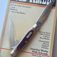 Vintage Schrade USA 77OT Improved Muskrat Old Timer Knife 2-Blade NIP NOS Sealed