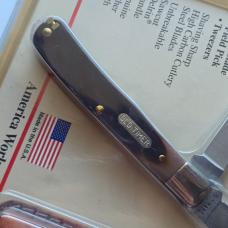 Vintage Schrade USA 96OTS Bearhead Trapper Knife Pick Tweezers Sheath NIP NOS Sealed