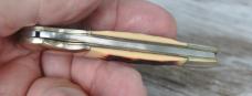 Winchester 3 1/4" Closed Factory Mint Faux Stag Lock Back Nickel bolsters Brass Liners
