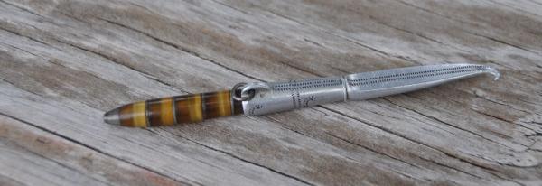 Puukko Minature 126 Years Old Aluminum Sheath Dated 1900 Full Tang 3 3/4" Amber Looking Handle