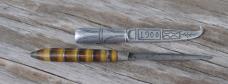 Puukko Minature 126 Years Old Aluminum Sheath Dated 1900 Full Tang 3 3/4" Amber Looking Handle