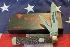 1987 Winchester Coffin Jack Knife (Mdl# 2921) w/ Nice Brown Bone Handles Handles -.NOS in orig box