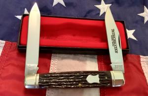 1988 Winchester XL Moose Knife Mdl 2913 12 w Nice Brown Bone Handles Handles -NOS in orig box
