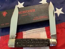 1988 Winchester XL Moose Knife (Mdl# 2913 1/2) w/ Nice Brown Bone Handles Handles -.NOS in orig box