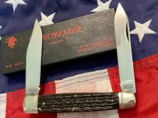1988 Winchester XL Moose Knife (Mdl# 2913 1/2) w/ Nice Brown Bone Handles Handles -.NOS in orig box