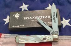 1991 Winchester Coffin Jack Knife (Mdl# 2921 P) Brilliant Mother of Pearl Handles -NOS in orig box