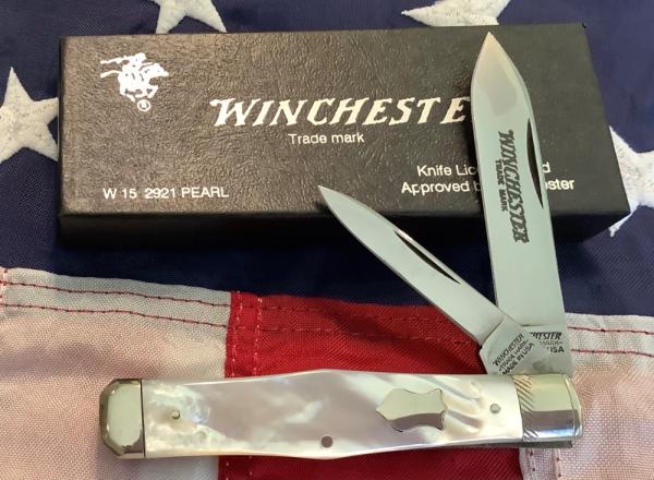 1991 Winchester Coffin Jack Knife (Mdl# 2921 P) Brilliant Mother of Pearl Handles -NOS in orig box