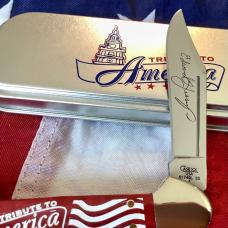 Case xx Mini Copperlock (Mdl# 61749L SS) w/ Super Red Bone Handles +Tribute to America & Flag Art
