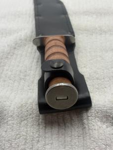 Camillus NY USA Stacked Leather Fixed Blade Sheath Knife USMC