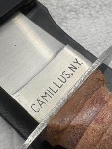 Camillus NY USA Stacked Leather Fixed Blade Sheath Knife USMC