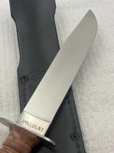Camillus NY USA Stacked Leather Fixed Blade Sheath Knife USMC