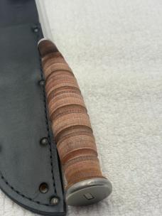 Camillus NY USA Stacked Leather Fixed Blade Sheath Knife USMC