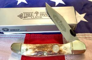 Boker Tree Brand Mdl 4610 Thumb Assist Copperlock w Sweet Stag Handles -NOS