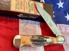 1994 Schatt & Morgan IBCA Club Large Folding Hunter with Great Stag Slab Handles -NOS