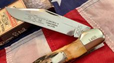 1994 Schatt & Morgan IBCA Club Large Folding Hunter with Great Stag Slab Handles -NOS