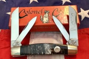 Colonel Coon 4quot Congress Knife w  Prater Coon Stripe Handles Orig Box