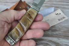 Buck Vanguard Custom Shop 2007 Ram Horn Factory Mint Sheath Paper Work Nickel Hardware8 1/2" OAL
