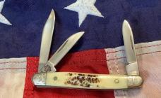 Case xx 2001 Tiny Stokman (Mdl# V6327 SS) w/ Vintage Bone Handles + Scrolled Bolsters -NOS