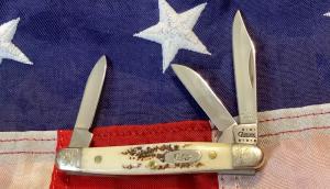 Case xx 2001 Tiny Stokman Mdl V6327 SS w Vintage Bone Handles  Scrolled Bolsters -NOS