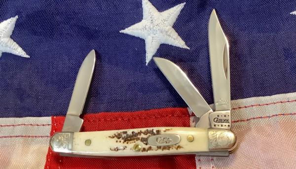 Case xx 2001 Tiny Stokman (Mdl# V6327 SS) w/ Vintage Bone Handles + Scrolled Bolsters -NOS Case xx 2001 Tiny Stokman (Mdl# V6327 SS) w/ Vintage Bone Handles + Scrolled Bolsters -NOS