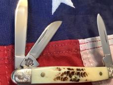 Case xx 2001 Tiny Stokman (Mdl# V6327 SS) w/ Vintage Bone Handles + Scrolled Bolsters -NOS