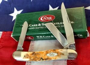Case xx 2004 Stokman Mdl 6318 SS w Amber Bone Handles -NOS